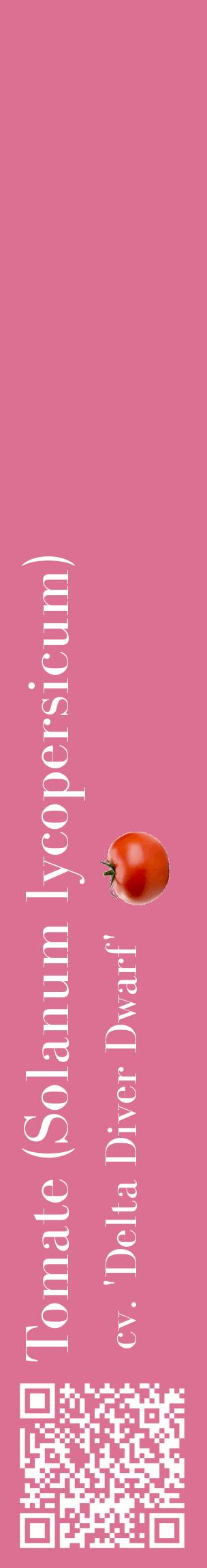 Étiquette de : Solanum lycopersicum cv. 'Delta Diver Dwarf' - format c - style blanche44_basiquebod avec qrcode et comestibilité simplifiée