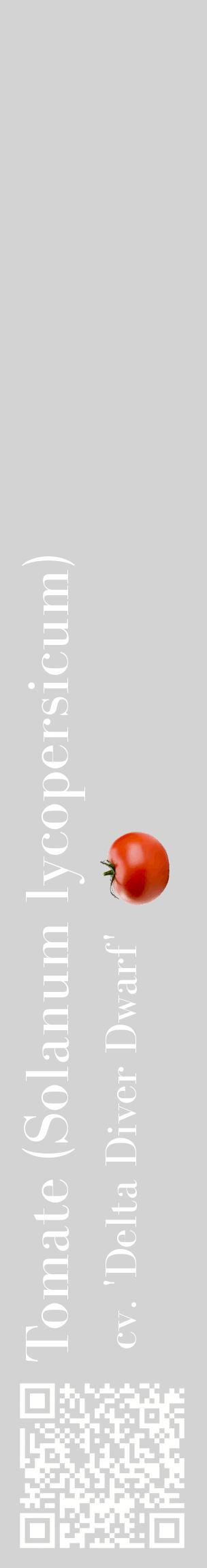 Étiquette de : Solanum lycopersicum cv. 'Delta Diver Dwarf' - format c - style blanche56_basiquebod avec qrcode et comestibilité simplifiée