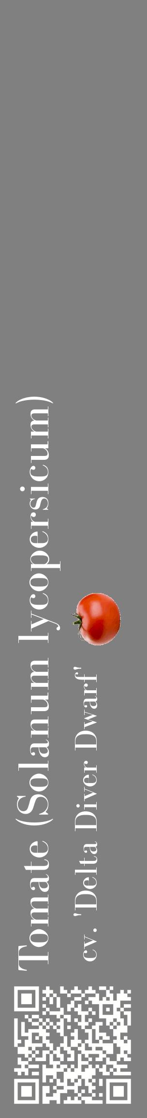 Étiquette de : Solanum lycopersicum cv. 'Delta Diver Dwarf' - format c - style blanche57_basiquebod avec qrcode et comestibilité simplifiée