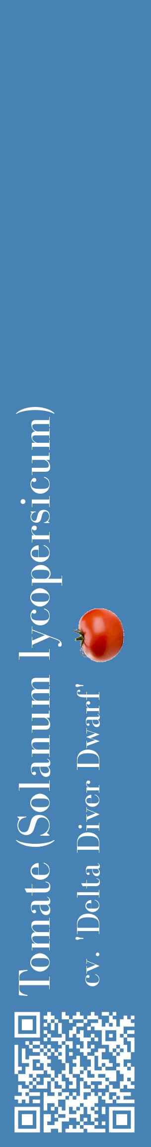 Étiquette de : Solanum lycopersicum cv. 'Delta Diver Dwarf' - format c - style blanche5_basiquebod avec qrcode et comestibilité simplifiée