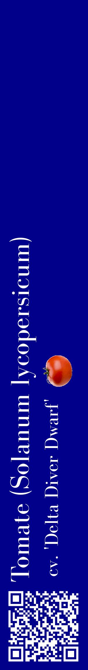 Étiquette de : Solanum lycopersicum cv. 'Delta Diver Dwarf' - format c - style blanche7_basiquebod avec qrcode et comestibilité simplifiée