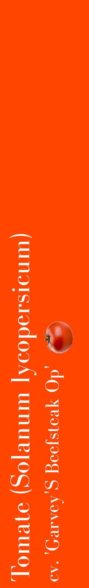 Étiquette de : Solanum lycopersicum cv. 'Garvey'S Beefsteak Op' - format c - style blanche26_basiquebod avec comestibilité simplifiée