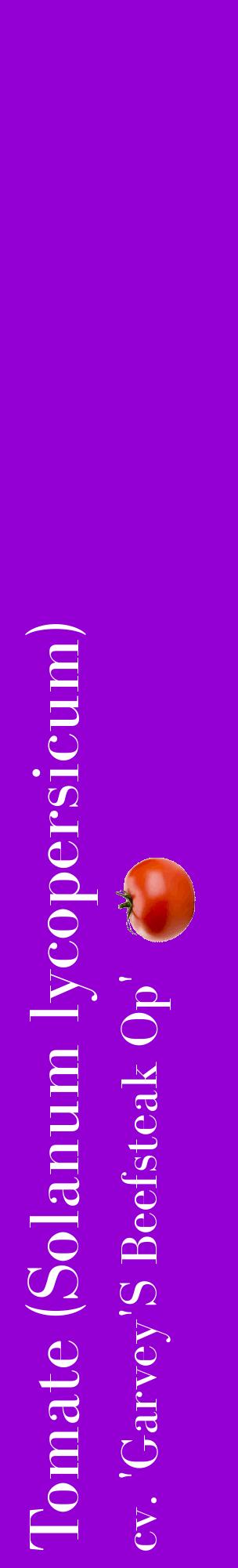 Étiquette de : Solanum lycopersicum cv. 'Garvey'S Beefsteak Op' - format c - style blanche48_basiquebod avec comestibilité simplifiée