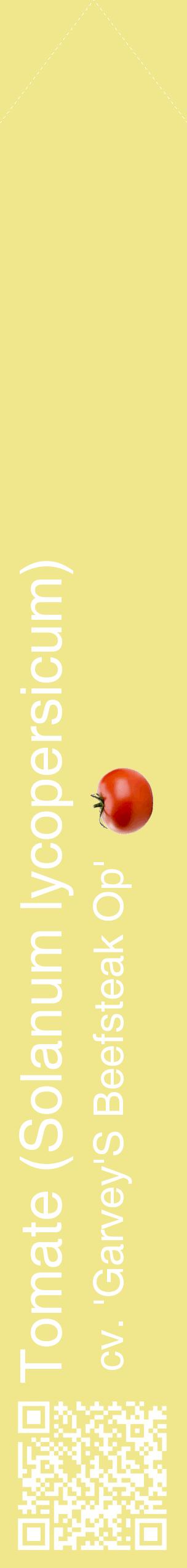 Étiquette de : Solanum lycopersicum cv. 'Garvey'S Beefsteak Op' - format c - style blanche20_simplehel avec qrcode et comestibilité simplifiée