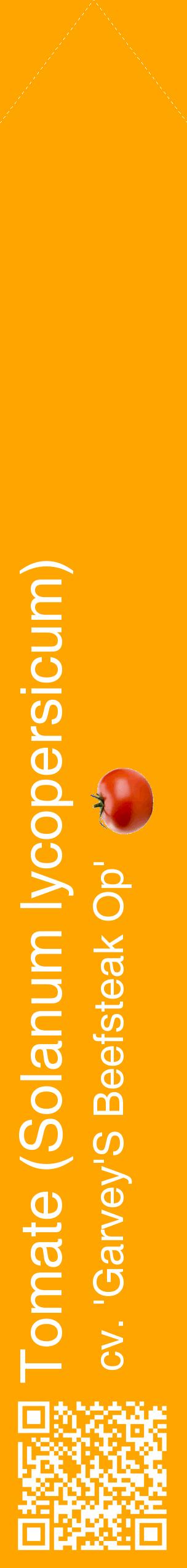 Étiquette de : Solanum lycopersicum cv. 'Garvey'S Beefsteak Op' - format c - style blanche22_simplehel avec qrcode et comestibilité simplifiée