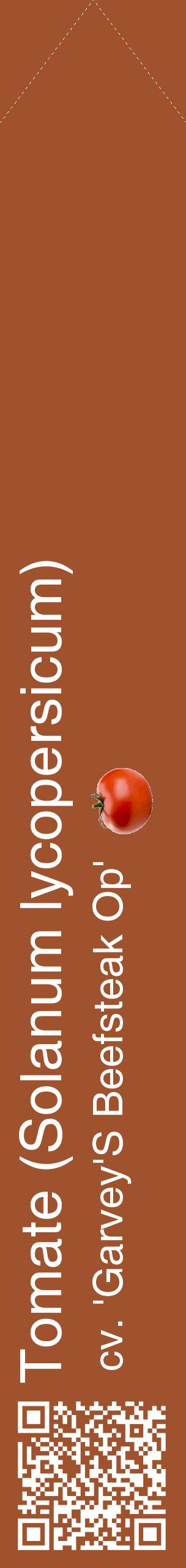 Étiquette de : Solanum lycopersicum cv. 'Garvey'S Beefsteak Op' - format c - style blanche32_simplehel avec qrcode et comestibilité simplifiée