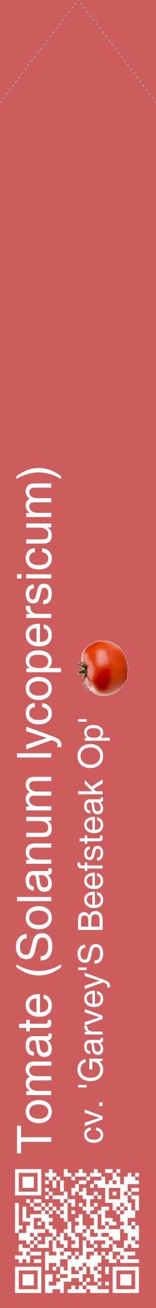 Étiquette de : Solanum lycopersicum cv. 'Garvey'S Beefsteak Op' - format c - style blanche35_simplehel avec qrcode et comestibilité simplifiée