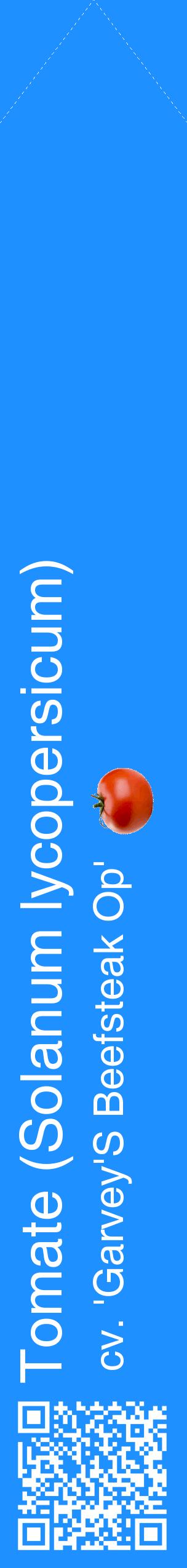 Étiquette de : Solanum lycopersicum cv. 'Garvey'S Beefsteak Op' - format c - style blanche3_simplehel avec qrcode et comestibilité simplifiée