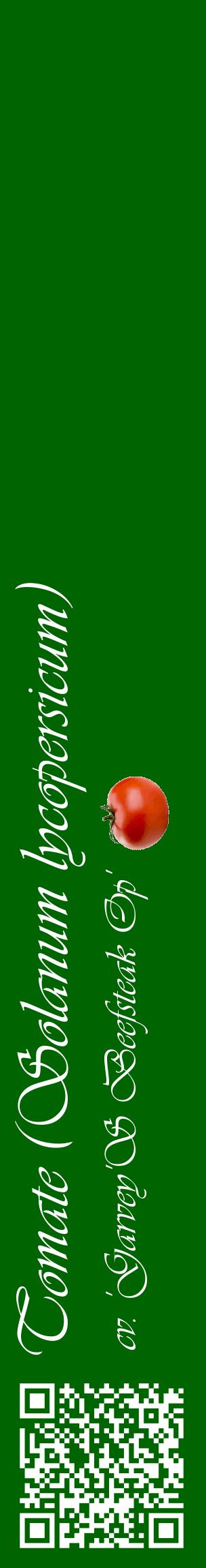 Étiquette de : Solanum lycopersicum cv. 'Garvey'S Beefsteak Op' - format c - style blanche8_basiqueviv avec qrcode et comestibilité simplifiée