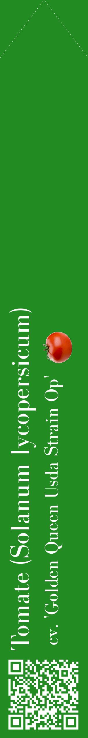 Étiquette de : Solanum lycopersicum cv. 'Golden Queen Usda Strain Op' - format c - style blanche10_simplebod avec qrcode et comestibilité simplifiée
