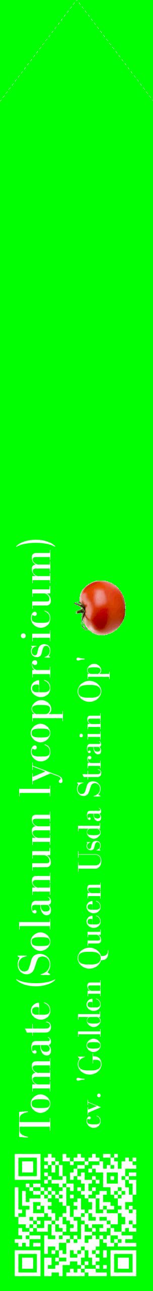 Étiquette de : Solanum lycopersicum cv. 'Golden Queen Usda Strain Op' - format c - style blanche16_simplebod avec qrcode et comestibilité simplifiée