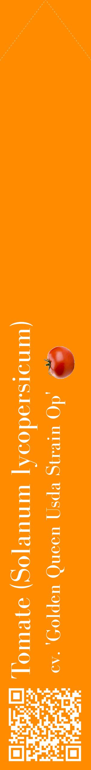 Étiquette de : Solanum lycopersicum cv. 'Golden Queen Usda Strain Op' - format c - style blanche23_simplebod avec qrcode et comestibilité simplifiée