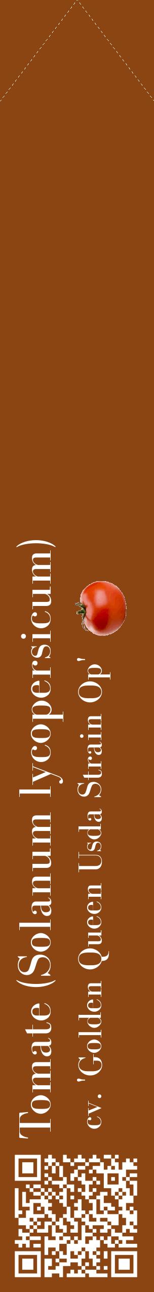 Étiquette de : Solanum lycopersicum cv. 'Golden Queen Usda Strain Op' - format c - style blanche30_simplebod avec qrcode et comestibilité simplifiée