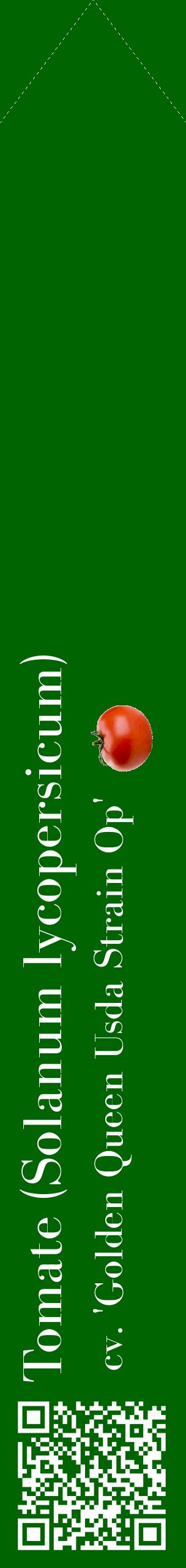 Étiquette de : Solanum lycopersicum cv. 'Golden Queen Usda Strain Op' - format c - style blanche8_simplebod avec qrcode et comestibilité simplifiée