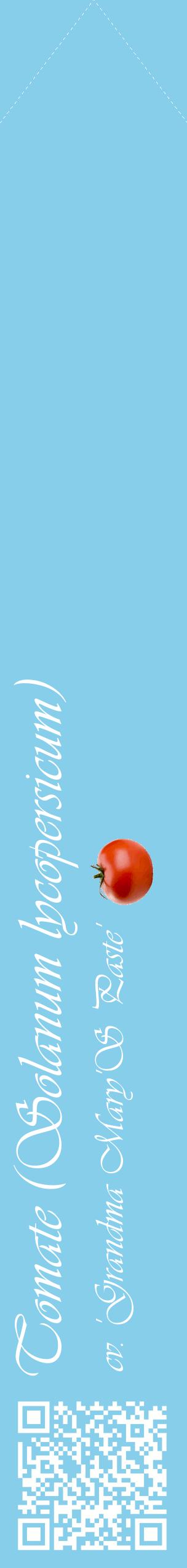 Étiquette de : Solanum lycopersicum cv. 'Grandma Mary'S Paste' - format c - style blanche1_simpleviv avec qrcode et comestibilité simplifiée