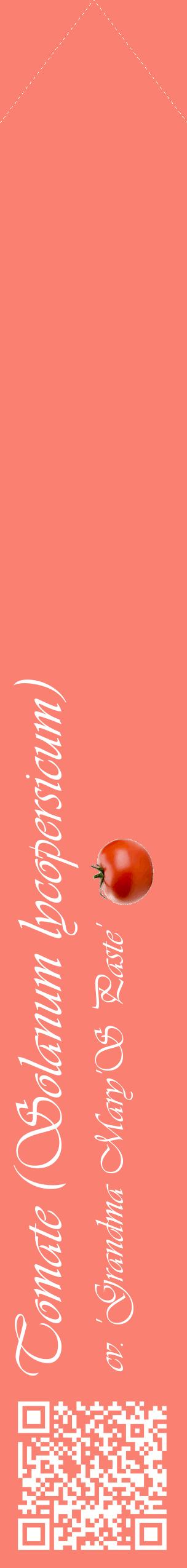 Étiquette de : Solanum lycopersicum cv. 'Grandma Mary'S Paste' - format c - style blanche38_simpleviv avec qrcode et comestibilité simplifiée