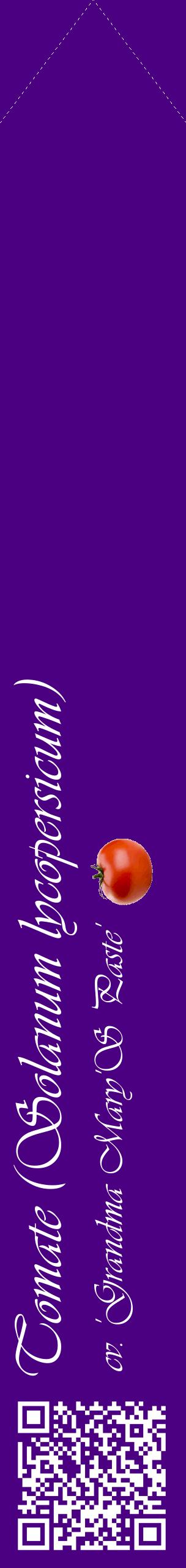 Étiquette de : Solanum lycopersicum cv. 'Grandma Mary'S Paste' - format c - style blanche47_simpleviv avec qrcode et comestibilité simplifiée