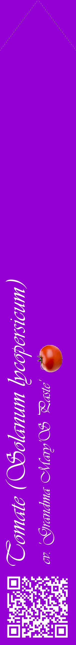 Étiquette de : Solanum lycopersicum cv. 'Grandma Mary'S Paste' - format c - style blanche48_simpleviv avec qrcode et comestibilité simplifiée