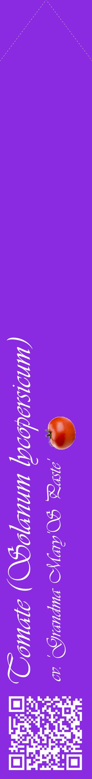 Étiquette de : Solanum lycopersicum cv. 'Grandma Mary'S Paste' - format c - style blanche49_simpleviv avec qrcode et comestibilité simplifiée