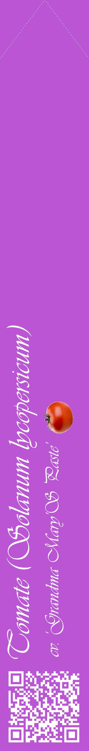 Étiquette de : Solanum lycopersicum cv. 'Grandma Mary'S Paste' - format c - style blanche50_simpleviv avec qrcode et comestibilité simplifiée