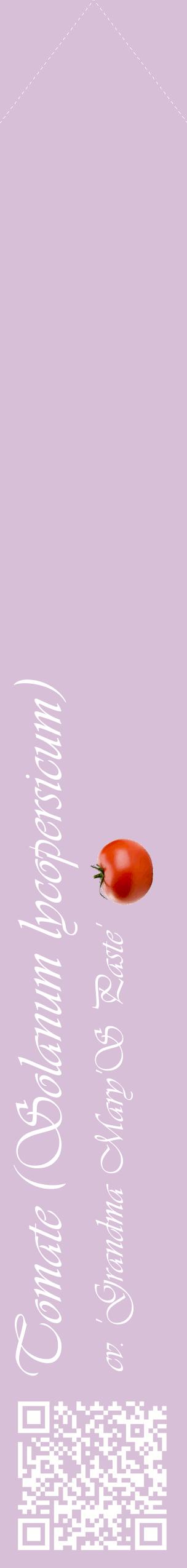 Étiquette de : Solanum lycopersicum cv. 'Grandma Mary'S Paste' - format c - style blanche54_simpleviv avec qrcode et comestibilité simplifiée