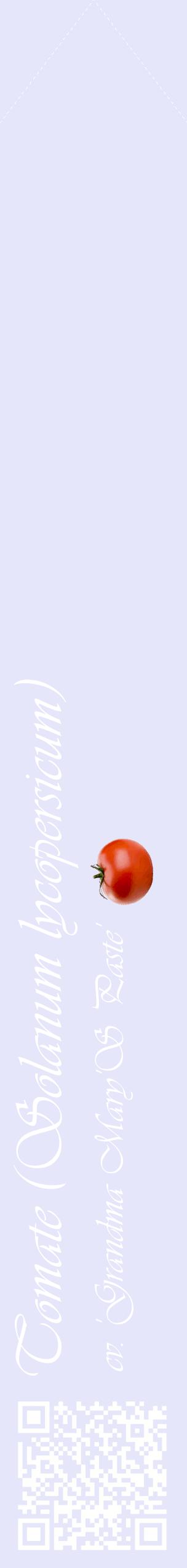 Étiquette de : Solanum lycopersicum cv. 'Grandma Mary'S Paste' - format c - style blanche55_simpleviv avec qrcode et comestibilité simplifiée