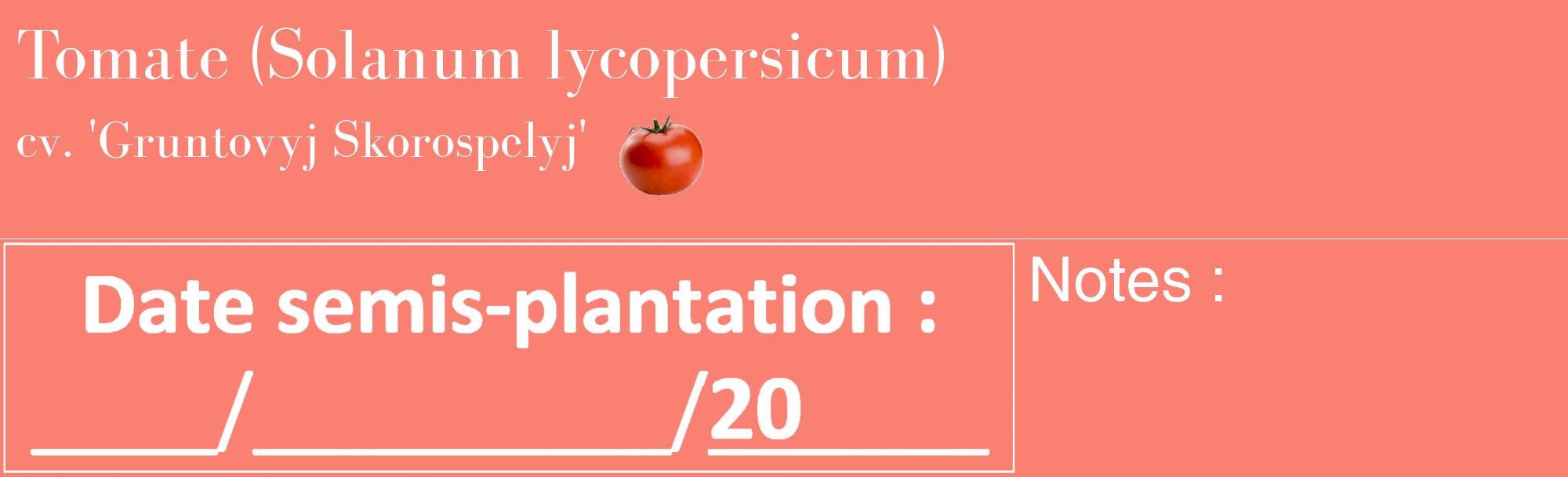 Étiquette de : Solanum lycopersicum cv. 'Gruntovyj Skorospelyj' - format c - style blanche38_basique_basiquebod avec comestibilité simplifiée