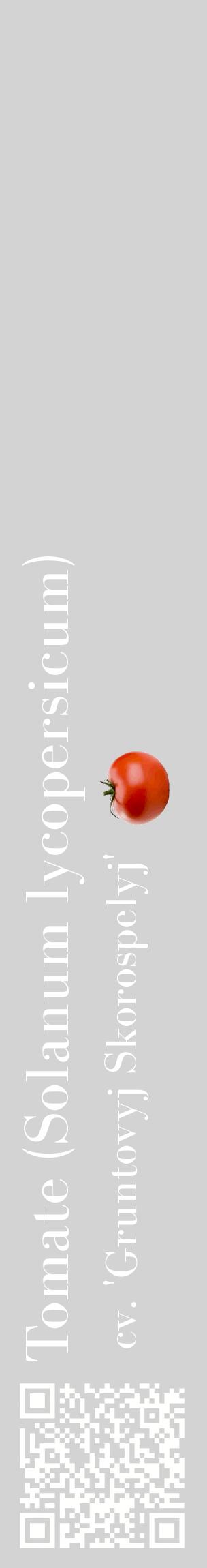 Étiquette de : Solanum lycopersicum cv. 'Gruntovyj Skorospelyj' - format c - style blanche56_basiquebod avec qrcode et comestibilité simplifiée