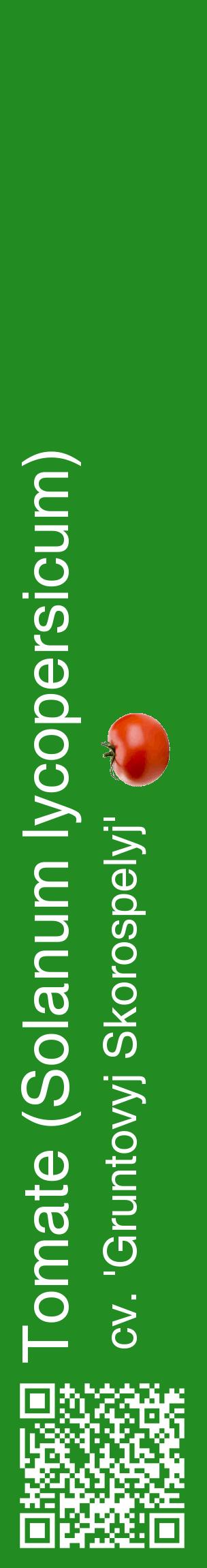 Étiquette de : Solanum lycopersicum cv. 'Gruntovyj Skorospelyj' - format c - style blanche10_basiquehel avec qrcode et comestibilité simplifiée