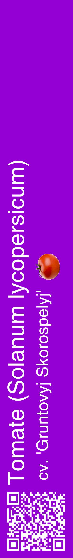 Étiquette de : Solanum lycopersicum cv. 'Gruntovyj Skorospelyj' - format c - style blanche48_basiquehel avec qrcode et comestibilité simplifiée
