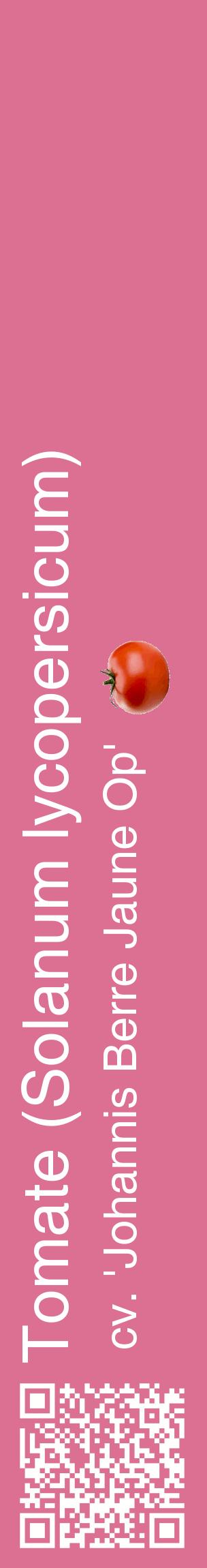 Étiquette de : Solanum lycopersicum cv. 'Johannis Berre Jaune Op' - format c - style blanche44_basiquehel avec qrcode et comestibilité simplifiée