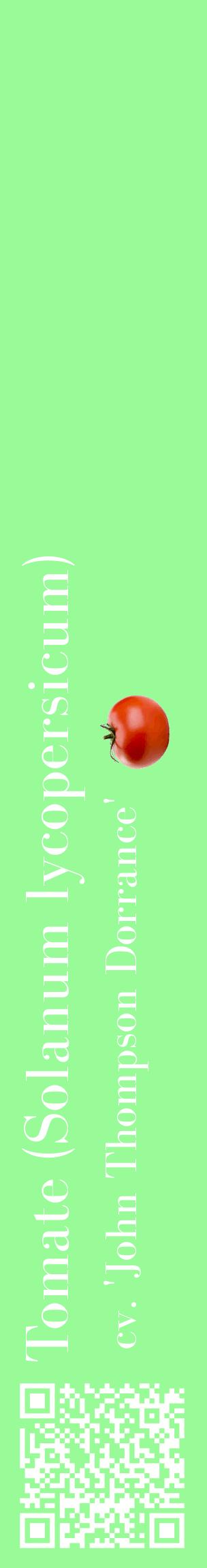 Étiquette de : Solanum lycopersicum cv. 'John Thompson Dorrance' - format c - style blanche14_basiquebod avec qrcode et comestibilité simplifiée