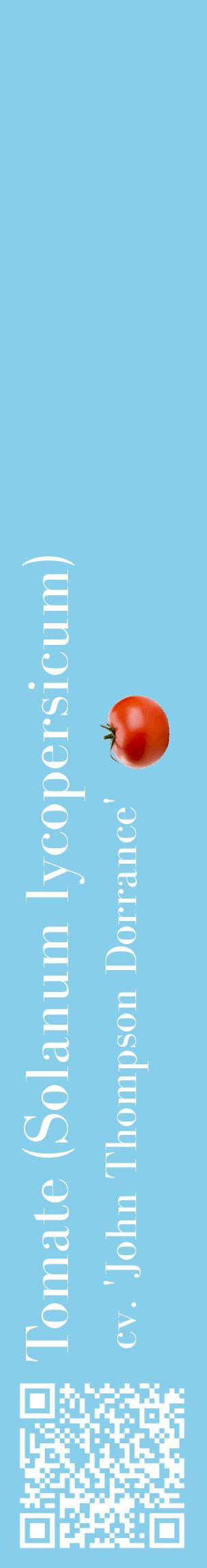 Étiquette de : Solanum lycopersicum cv. 'John Thompson Dorrance' - format c - style blanche1_basiquebod avec qrcode et comestibilité simplifiée
