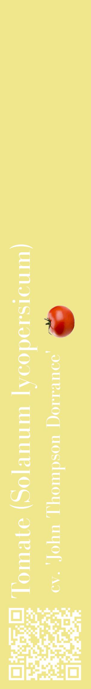 Étiquette de : Solanum lycopersicum cv. 'John Thompson Dorrance' - format c - style blanche20_basiquebod avec qrcode et comestibilité simplifiée