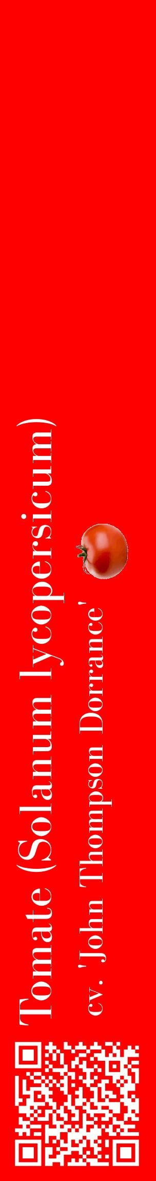 Étiquette de : Solanum lycopersicum cv. 'John Thompson Dorrance' - format c - style blanche27_basiquebod avec qrcode et comestibilité simplifiée