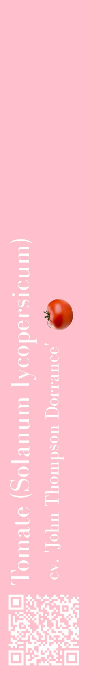 Étiquette de : Solanum lycopersicum cv. 'John Thompson Dorrance' - format c - style blanche40_basiquebod avec qrcode et comestibilité simplifiée