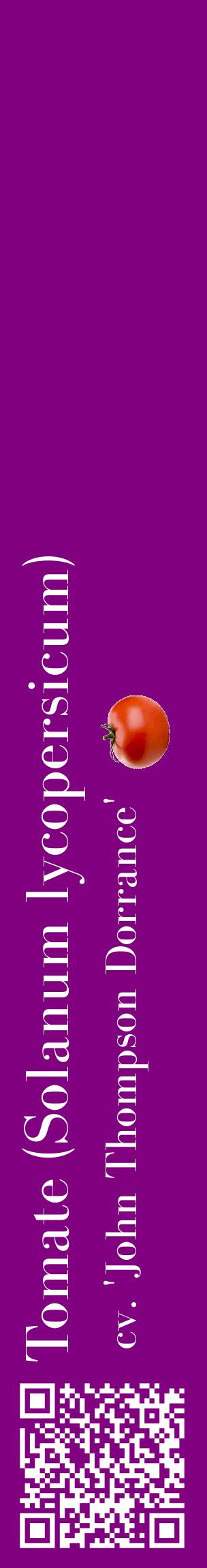 Étiquette de : Solanum lycopersicum cv. 'John Thompson Dorrance' - format c - style blanche46_basiquebod avec qrcode et comestibilité simplifiée