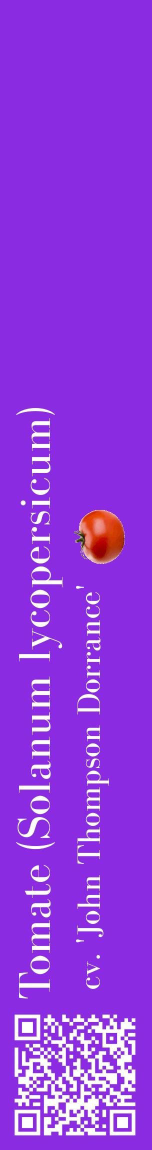 Étiquette de : Solanum lycopersicum cv. 'John Thompson Dorrance' - format c - style blanche49_basiquebod avec qrcode et comestibilité simplifiée