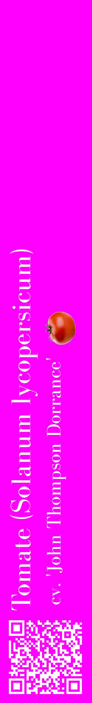 Étiquette de : Solanum lycopersicum cv. 'John Thompson Dorrance' - format c - style blanche51_basiquebod avec qrcode et comestibilité simplifiée