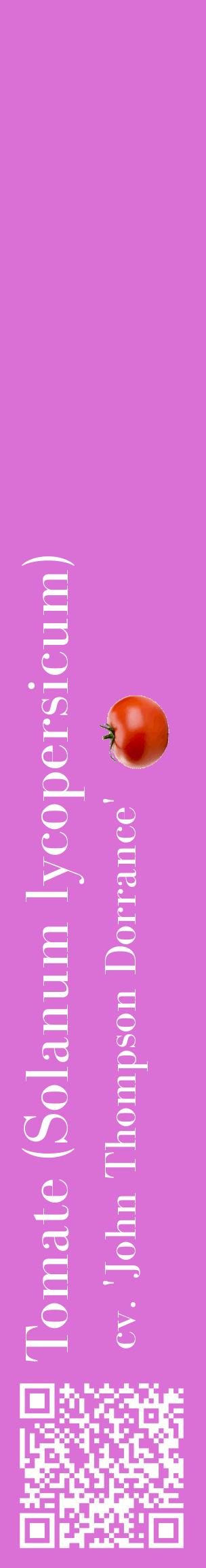 Étiquette de : Solanum lycopersicum cv. 'John Thompson Dorrance' - format c - style blanche52_basiquebod avec qrcode et comestibilité simplifiée