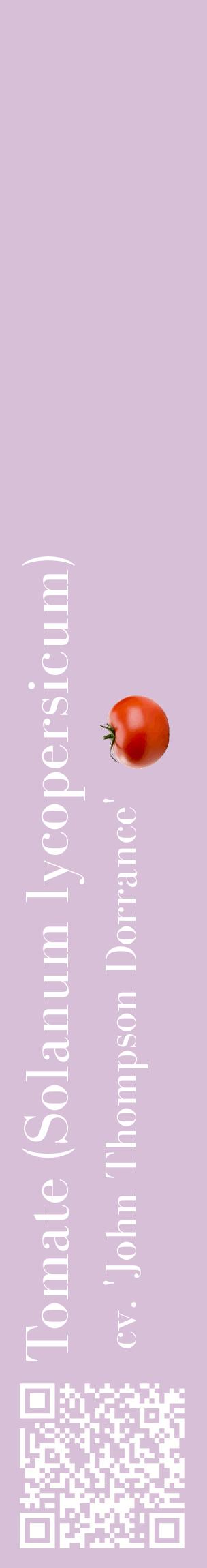 Étiquette de : Solanum lycopersicum cv. 'John Thompson Dorrance' - format c - style blanche54_basiquebod avec qrcode et comestibilité simplifiée