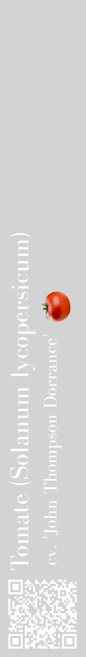 Étiquette de : Solanum lycopersicum cv. 'John Thompson Dorrance' - format c - style blanche56_basiquebod avec qrcode et comestibilité simplifiée