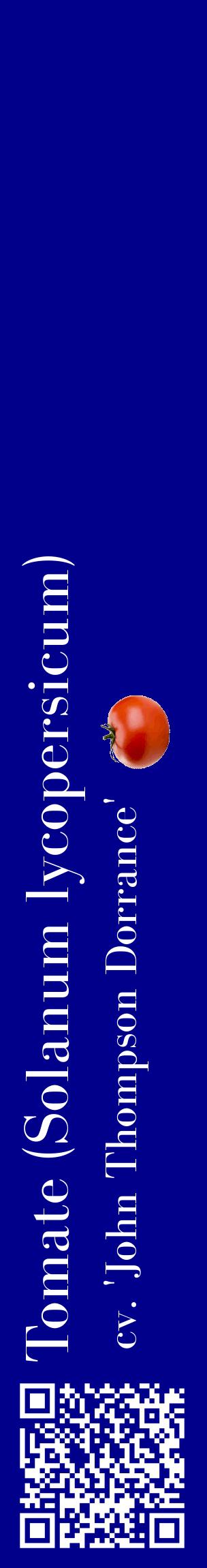 Étiquette de : Solanum lycopersicum cv. 'John Thompson Dorrance' - format c - style blanche7_basiquebod avec qrcode et comestibilité simplifiée