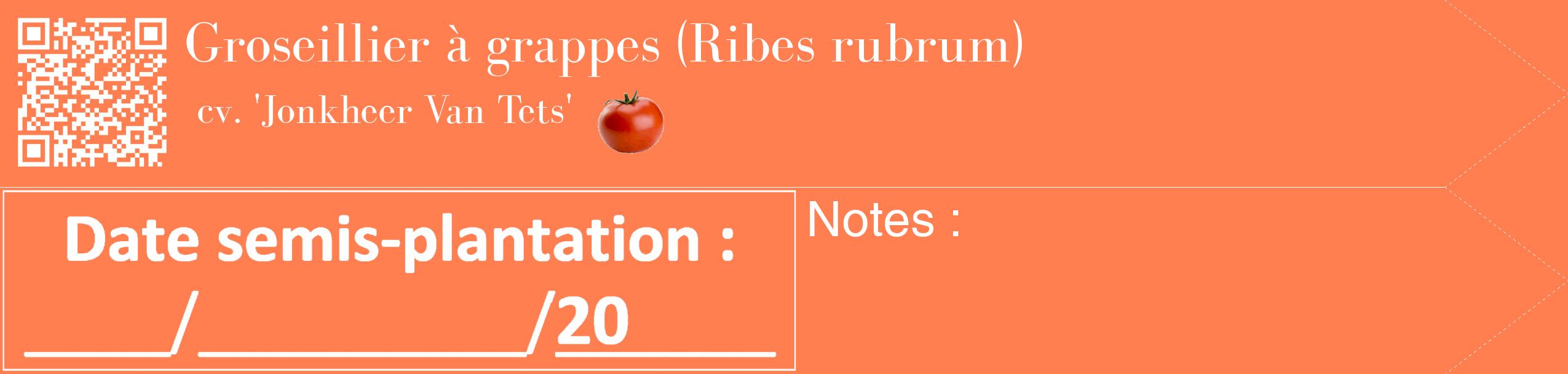 Étiquette de : Ribes rubrum cv. 'Jonkheer Van Tets' - format c - style blanche24_simple_simplebod avec qrcode et comestibilité simplifiée