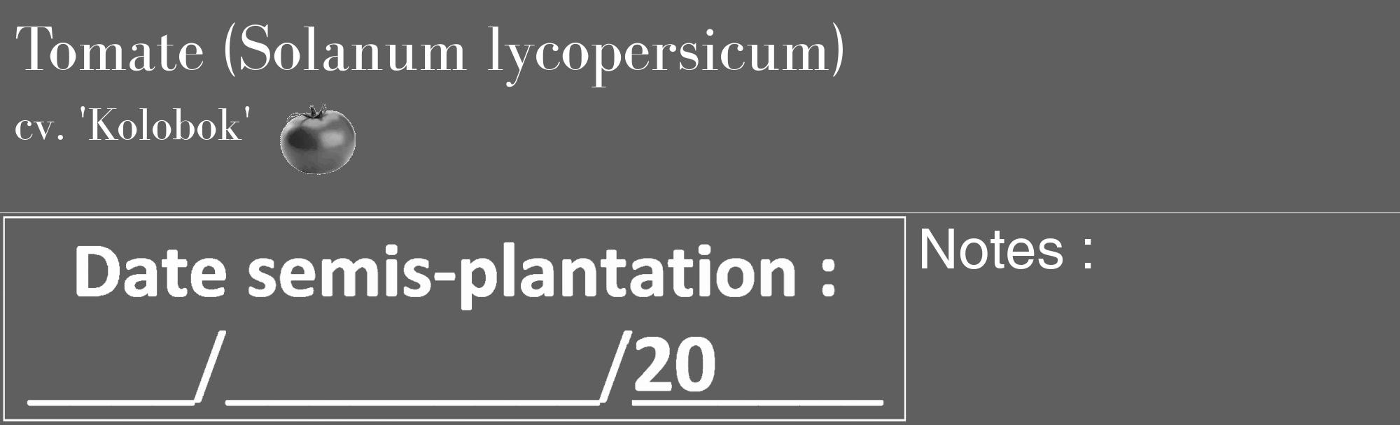 Étiquette de : Solanum lycopersicum cv. 'Kolobok' - format c - style blanche10_basique_basiquebod avec comestibilité simplifiée