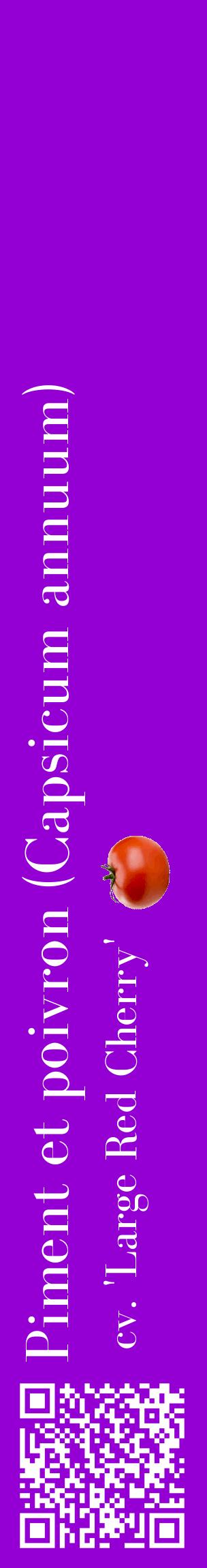 Étiquette de : Capsicum annuum cv. 'Large Red Cherry' - format c - style blanche48_basiquebod avec qrcode et comestibilité simplifiée