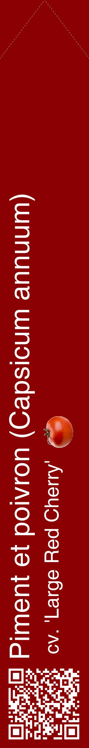 Étiquette de : Capsicum annuum cv. 'Large Red Cherry' - format c - style blanche34_simplehel avec qrcode et comestibilité simplifiée