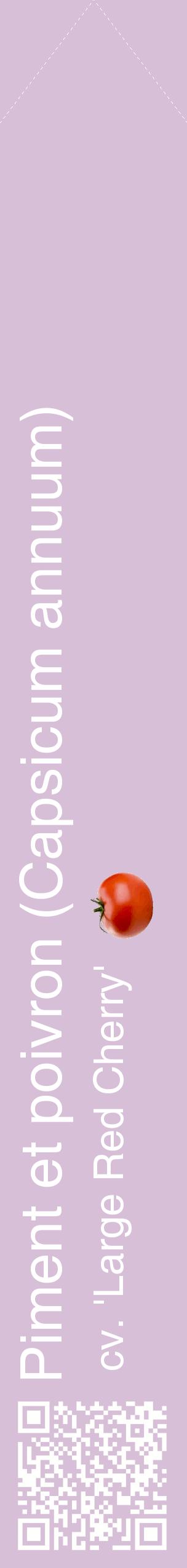 Étiquette de : Capsicum annuum cv. 'Large Red Cherry' - format c - style blanche54_simplehel avec qrcode et comestibilité simplifiée