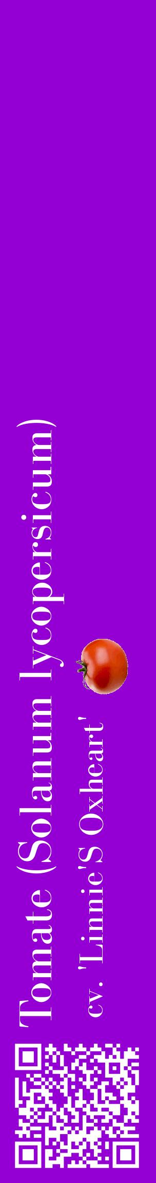 Étiquette de : Solanum lycopersicum cv. 'Linnie'S Oxheart' - format c - style blanche48_basiquebod avec qrcode et comestibilité simplifiée