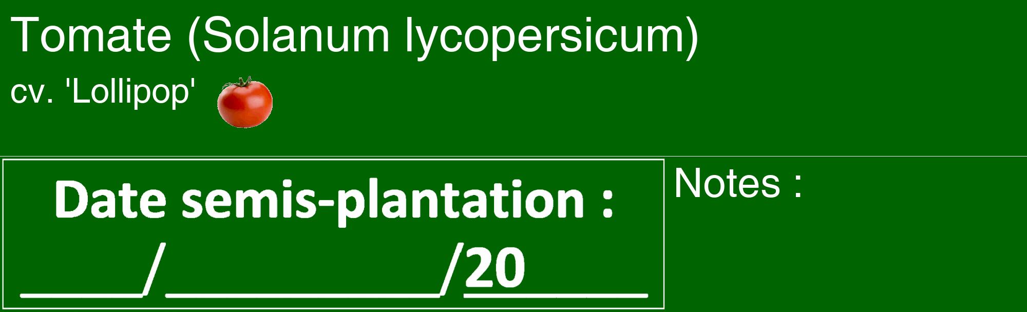 Étiquette de : Solanum lycopersicum cv. 'Lollipop' - format c - style blanche8_basique_basiquehel avec comestibilité simplifiée